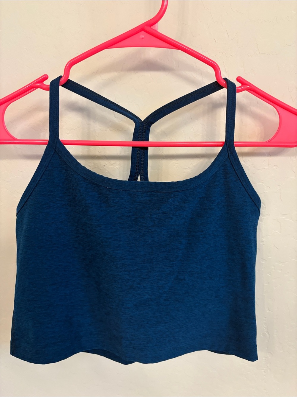 Like new slim racer back crop top-Beyond Yoga- blue heather